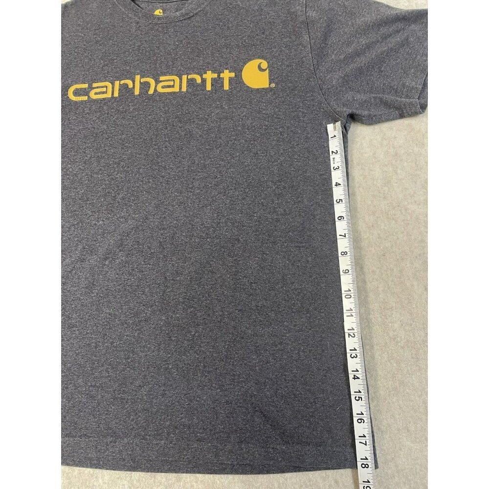Carhartt Short Sleeve T Shirt Mens Medium Gray Original Fit Yellow Logo Casual - Picture 5 of 9